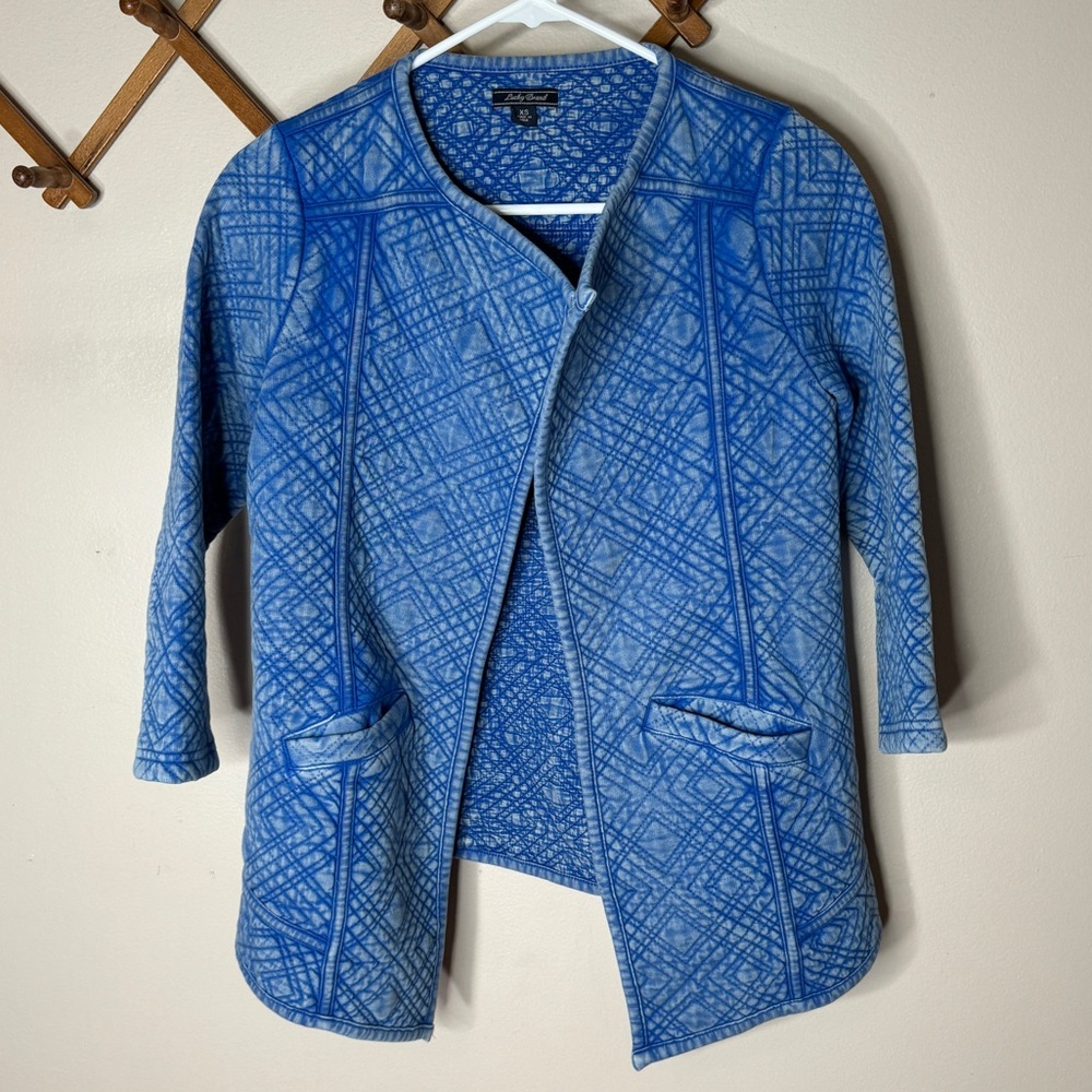 5/$25 Lucky Brand blue open quilted light jacket